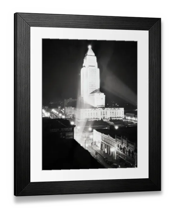 Framed Print : Aerial View Of City Hall At Night Framed Print : Aerial View Of City Hall At Night