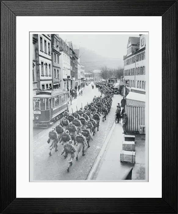 Framed Print : French Troops Evacuating Rhine Through City Streets Framed Print : French Troops Evacuating Rhine Through City Streets