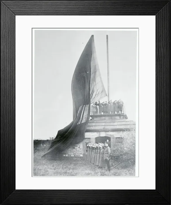 Framed Print : French Troops With German Flag During Evacuation Framed Print : French Troops With German Flag During Evacuation