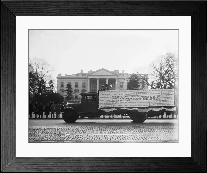 Framed Print : Truck W / Tax Petitions Passes White House Framed Print : Truck W / Tax Petitions Passes White House