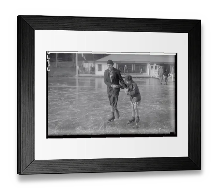 Framed Print : Woman and Daughter Skating on Ice Framed Print : Woman and Daughter Skating on Ice