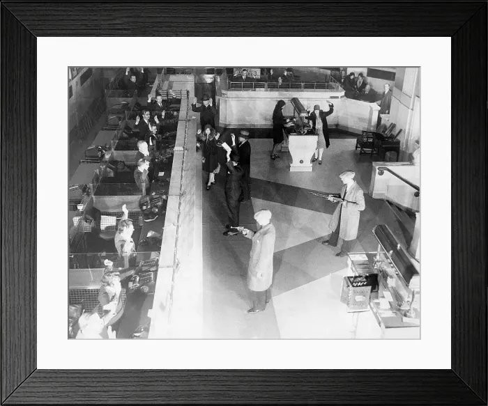 Framed Print : Bank Robbers with Guns