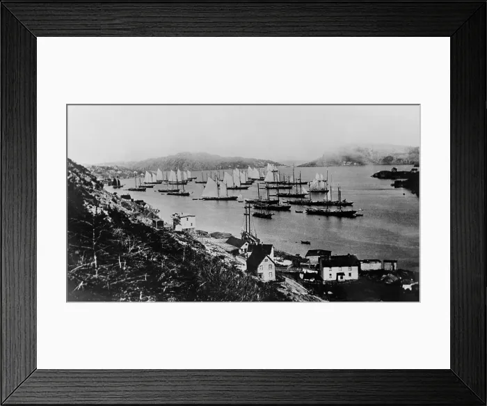 Framed Print : View of Coast and Boats in Harbor Framed Print : View of Coast and Boats in Harbor