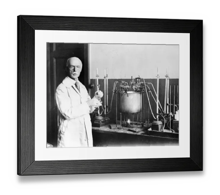 Framed Print : Chemist in His Laboratory