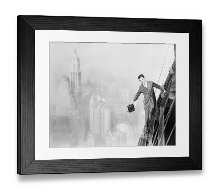 Framed Print : Photographer Jack Reilly on Side of Bank of Manhattan Building Framed Print : Photographer Jack Reilly on Side of Bank of Manhattan Building