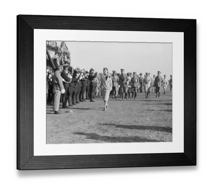 Framed Print : Mme. Chiang Kai-Shek Walks Past Band Framed Print : Mme. Chiang Kai-Shek Walks Past Band