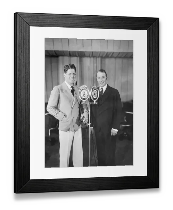 Framed Print : Rudy Vallee Standing At Microphone