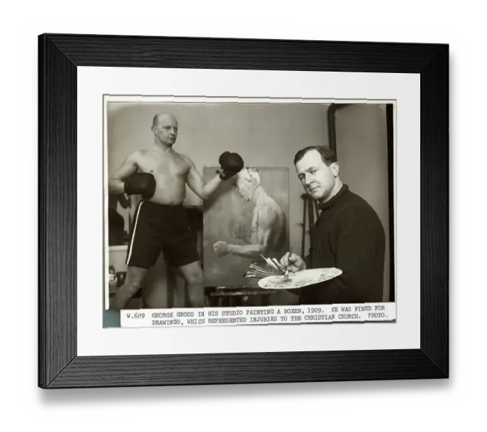 Framed Print : George Gross Painting a Boxer in His Studio Framed Print : George Gross Painting a Boxer in His Studio
