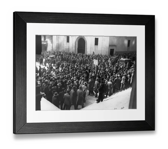 Framed Print : Crowds on Wall Street After Market Crash Framed Print : Crowds on Wall Street After Market Crash