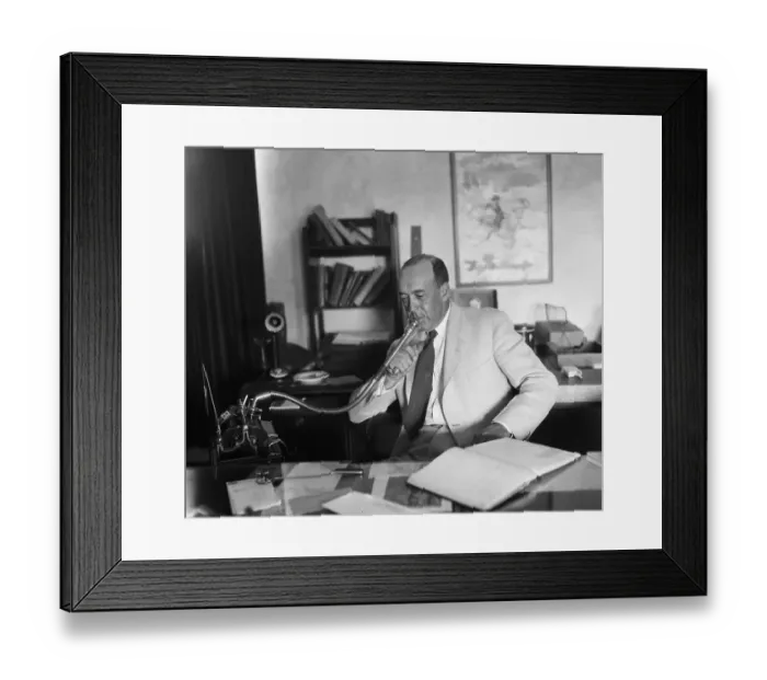 Framed Print : Edgar Rice Burroughs Dictating In Study Framed Print : Edgar Rice Burroughs Dictating In Study