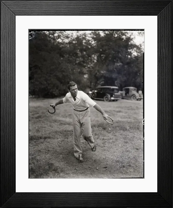 Framed Print : Mickey Walker Pitches Horse Shoes Framed Print : Mickey Walker Pitches Horse Shoes