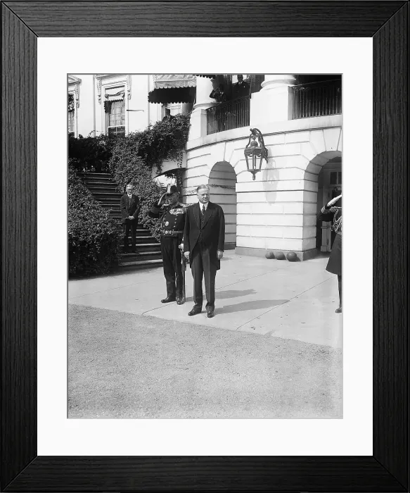 Framed Print : Herbert Hoover at White House with Japanese Admiral Framed Print : Herbert Hoover at White House with Japanese Admiral