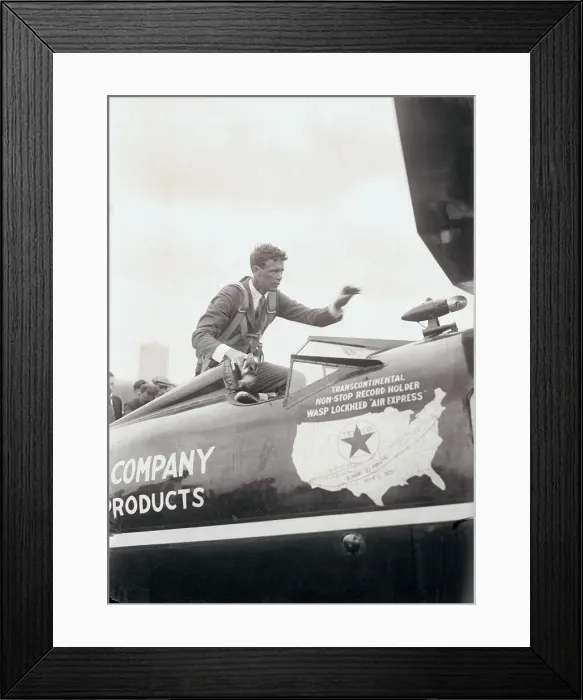 Framed Print : Portrait of Lindbergh in Plane Framed Print : Portrait of Lindbergh in Plane
