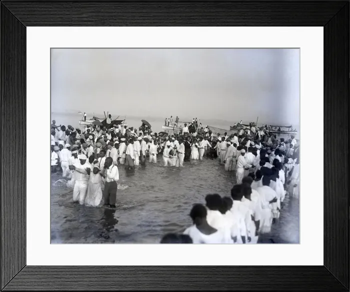 Framed Print : People at River Bank for Baptism Framed Print : People at River Bank for Baptism