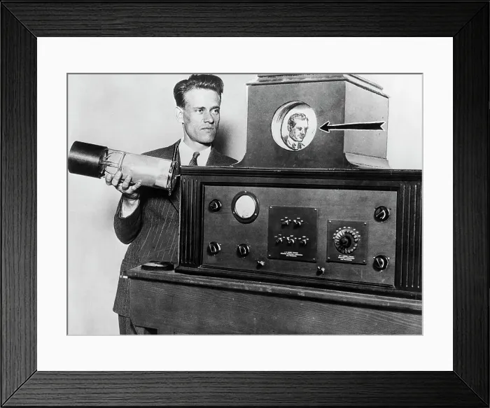 Framed Print : Philo T. Farnsworth With an Early Television Framed Print : Philo T. Farnsworth With an Early Television