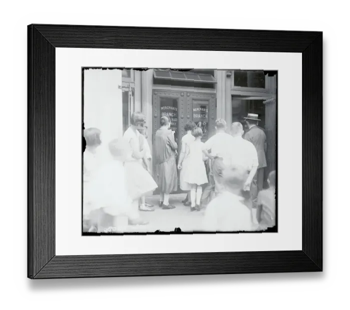 Framed Print : People Outside Bank Framed Print : People Outside Bank