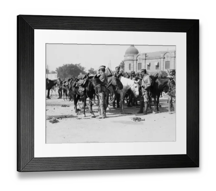 Framed Print : Belorussian Cavalry in Camp With Horses Framed Print : Belorussian Cavalry in Camp With Horses