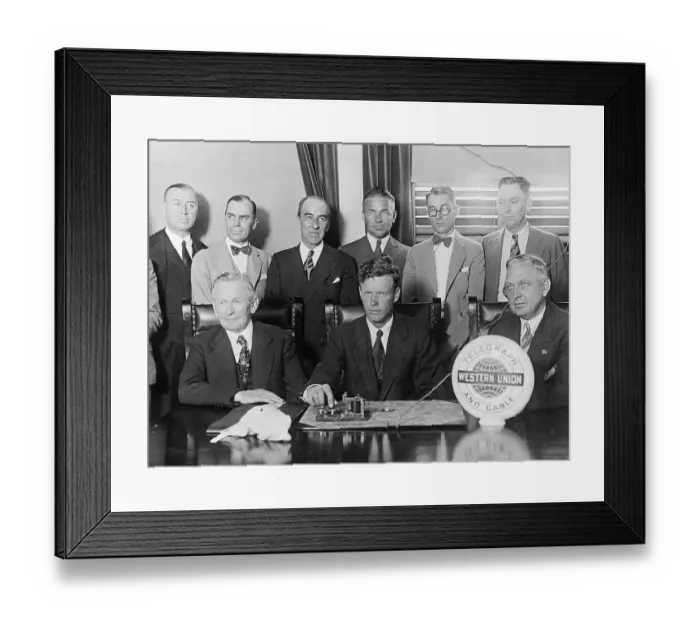 Framed Print : Charles Lindbergh Inaugurating Westbound Air Rail Service Framed Print : Charles Lindbergh Inaugurating Westbound Air Rail Service