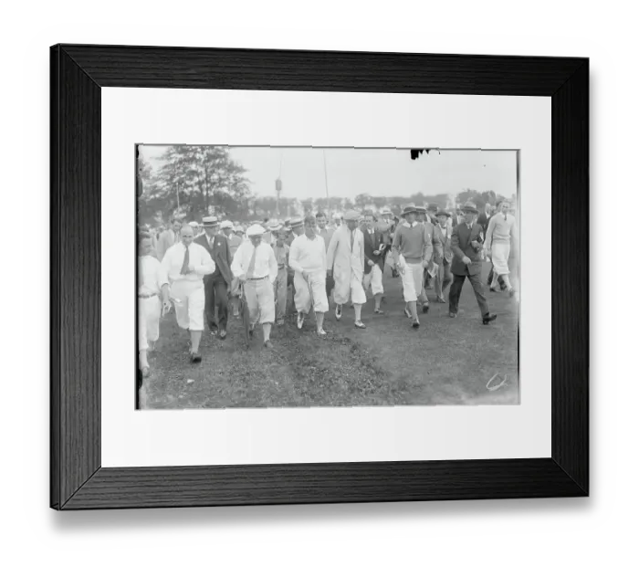 Framed Print : Crowd Following Bobby Jones During Open Golfing Match Framed Print : Crowd Following Bobby Jones During Open Golfing Match