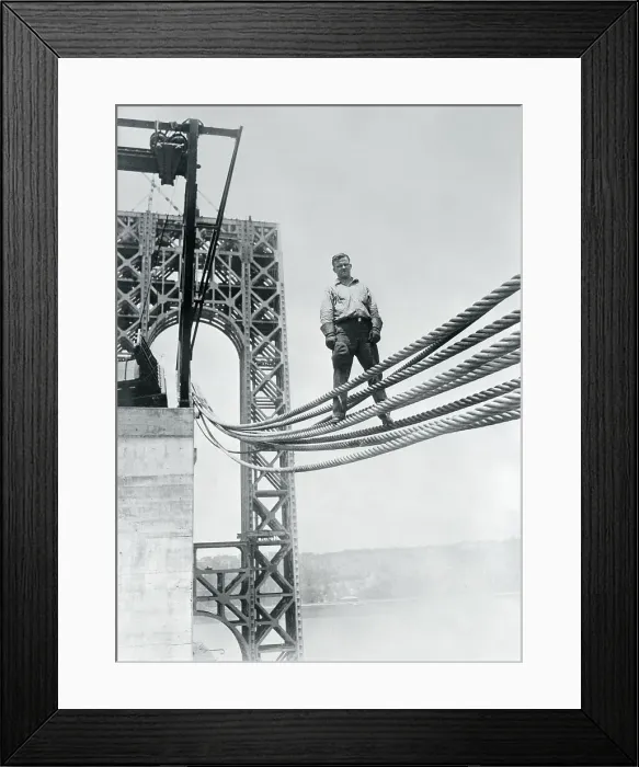 Framed Print : James Bowers Standing on Bridge Cables Framed Print : James Bowers Standing on Bridge Cables