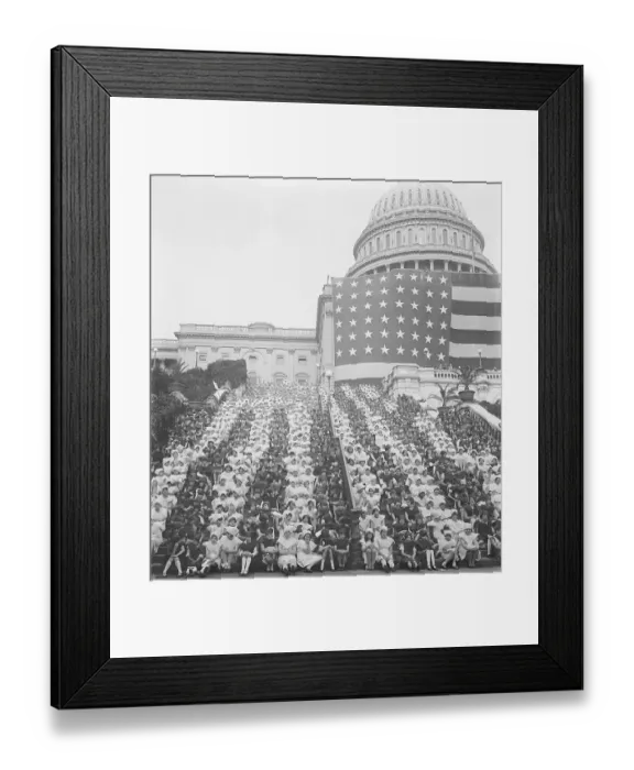Framed Print : Children Form Human Flag on Capitol Step Framed Print : Children Form Human Flag on Capitol Step