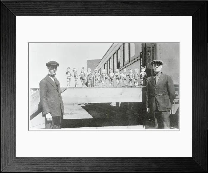 Framed Print : Men Posing with Uncle Sam's Dolls Framed Print : Men Posing with Uncle Sam's Dolls