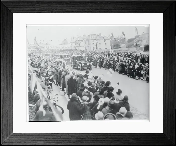 Framed Print : Crowds Watching Passing Cars Framed Print : Crowds Watching Passing Cars