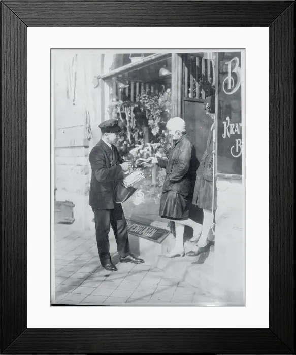 Framed Print : Letter Carrier Delivering the Mail