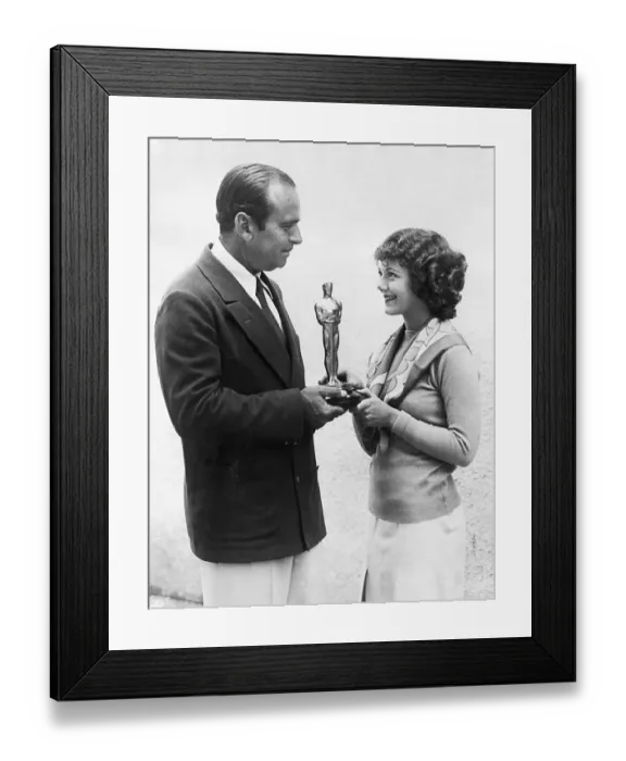 Framed Print : Douglas Fairbanks Giving Janet Gaynor First Best Actress Oscar