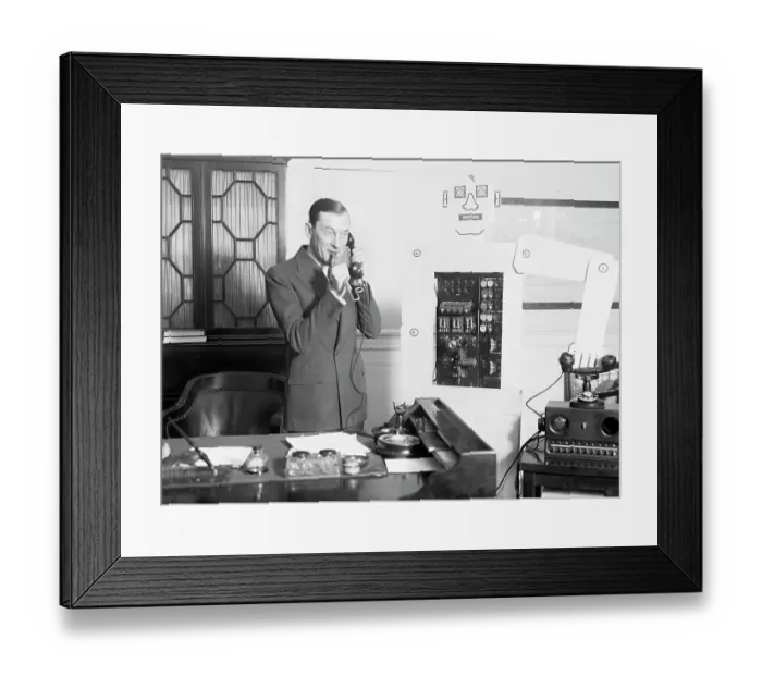 Framed Print : Mayor Walker Whistling Into The Phone Framed Print : Mayor Walker Whistling Into The Phone