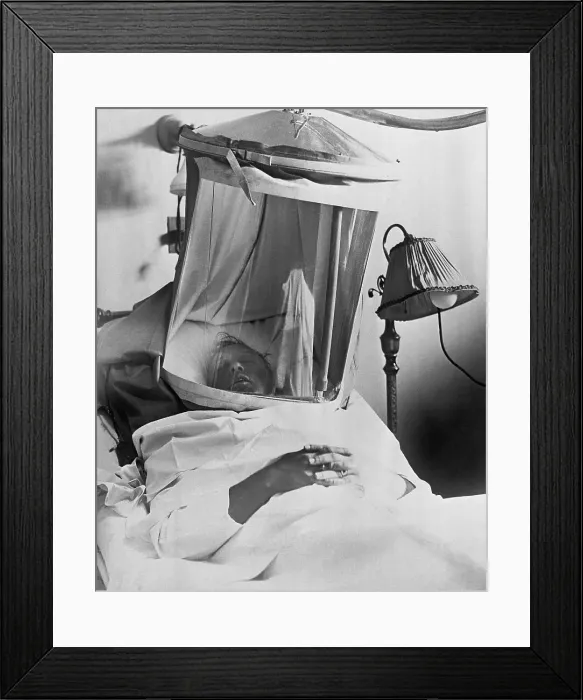 Framed Print : Ernest Staab Laying Under Oxygen Tent Framed Print : Ernest Staab Laying Under Oxygen Tent