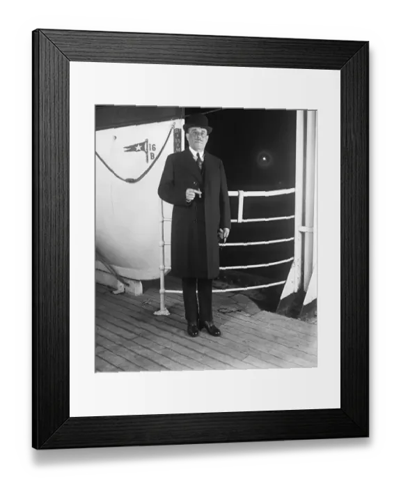 Framed Print : Sir Joseph Duveen Holding Cigar On Ship Framed Print : Sir Joseph Duveen Holding Cigar On Ship