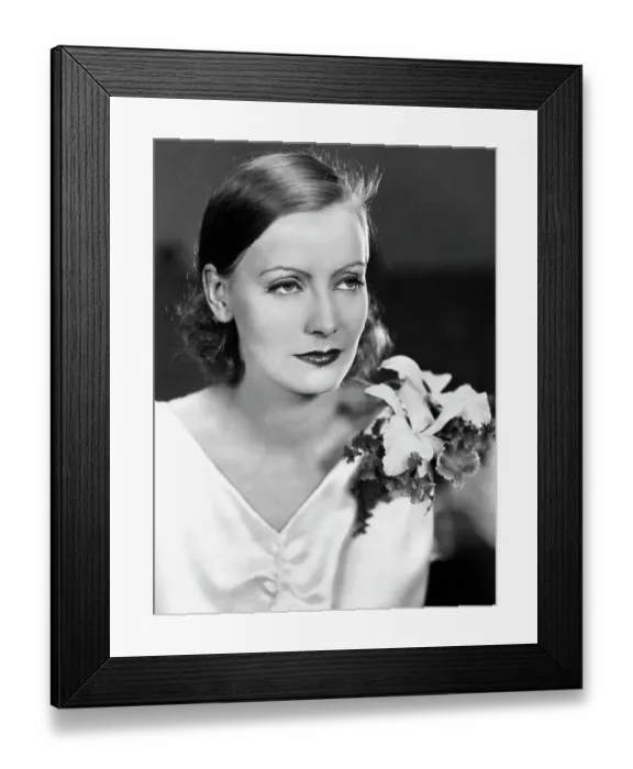 Framed Print : Greta Garbo Wearing Orchid On Shoulder Framed Print : Greta Garbo Wearing Orchid On Shoulder