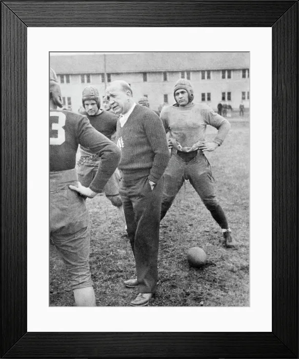 Framed Print : Knute Rockne Talking with Football Players on Field Framed Print : Knute Rockne Talking with Football Players on Field