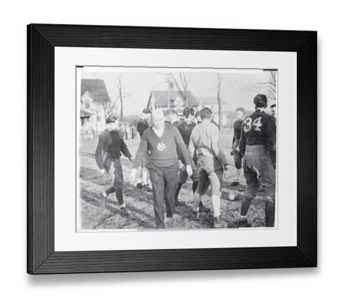 Framed Print : Knute Rockne and Football Players Practicing on Field
