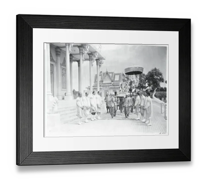 Framed Print : Royal Court Members Carrying King Monivong on Palanquin Framed Print : Royal Court Members Carrying King Monivong on Palanquin