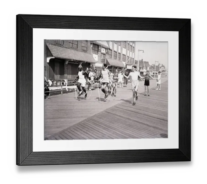 Framed Print : Men Jump Rope Down The Boardwalk Framed Print : Men Jump Rope Down The Boardwalk