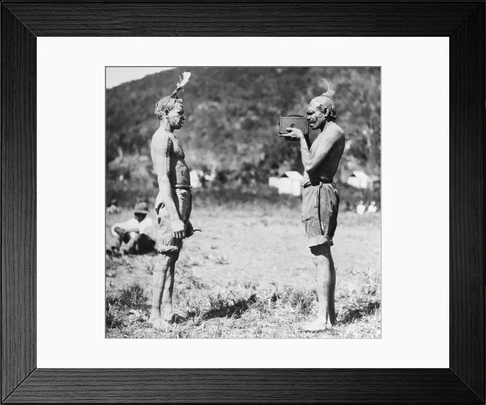 Framed Print : Aborigine Photographing Fellow Tribesman Framed Print : Aborigine Photographing Fellow Tribesman