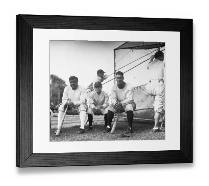 Framed Print : Babe Ruth and Peers Relaxing near Batting Cage Framed Print : Babe Ruth and Peers Relaxing near Batting Cage