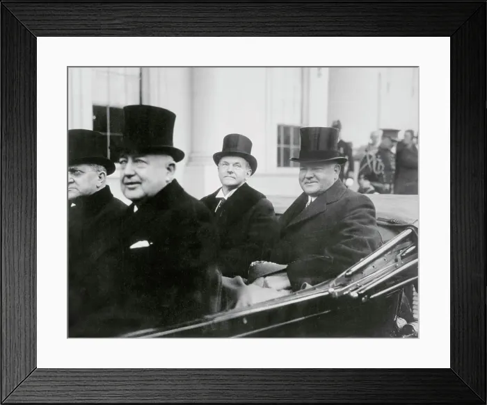 Framed Print : Calvin Coolidge Riding in a Car with Herbert Hoover Framed Print : Calvin Coolidge Riding in a Car with Herbert Hoover