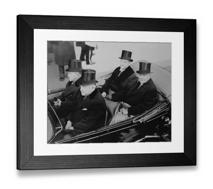 Framed Print : Calvin Coolidge Riding in a Car with Herbert Hoover Framed Print : Calvin Coolidge Riding in a Car with Herbert Hoover