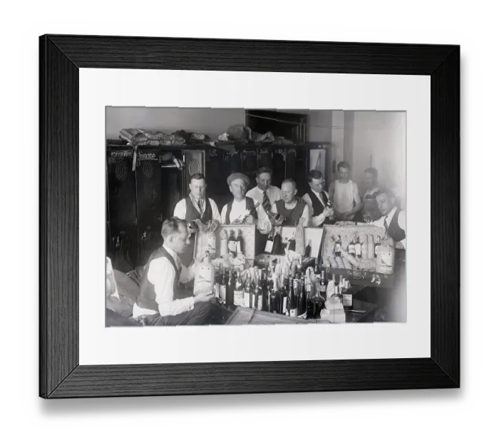Framed Print : Officials Examine Seized Liquor Framed Print : Officials Examine Seized Liquor