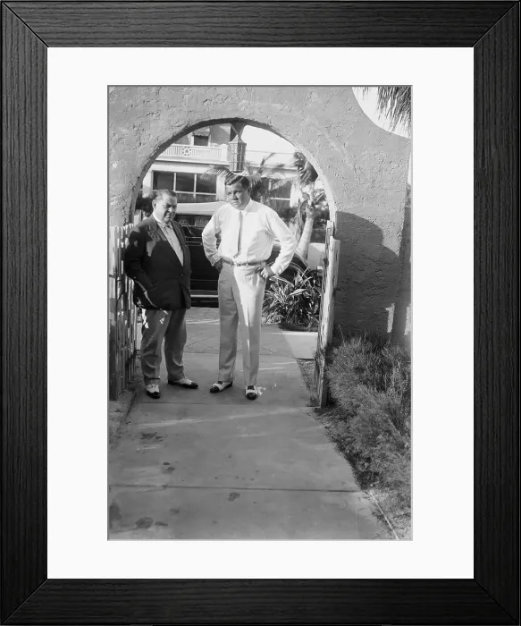Framed Print : Baseball Player Babe Ruth Arriving in Palm Beach