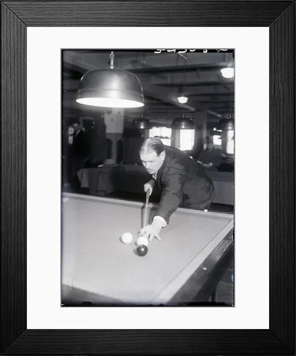 Framed Print : Felix Grange Taking A Billiards Shot