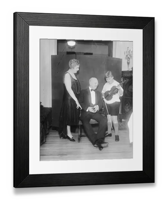 Framed Print : Yehudi Menuhin with Gift from Wealthy Couple Framed Print : Yehudi Menuhin with Gift from Wealthy Couple