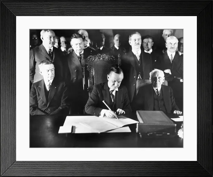 Framed Print : President Calvin Coolidge Signing Kellogg Peace Pact with Observers Framed Print : President Calvin Coolidge Signing Kellogg Peace Pact with Observers