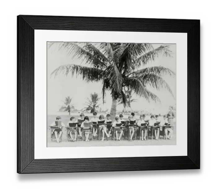Framed Print : Children Study in Their Outside Classrooms