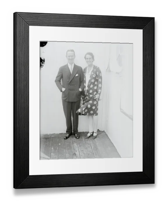 Framed Print : Mr. and Mrs. Philip Barry Posing on Ship