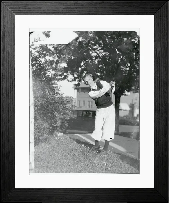 Framed Print : Johnny Goodman Swinging His Golf Club