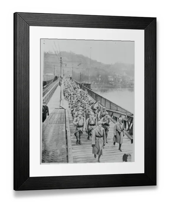 Framed Print : French Troops Crossing Bridge Framed Print : French Troops Crossing Bridge